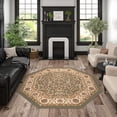 thumbnail image 1 of Sensation Traditional 5' Octagon Green and Beige Polypropylene Indoor Area Rug, 1 of 8