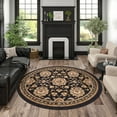thumbnail image 1 of Sensation Traditional 5' Round Black and Gold Polypropylene Indoor Area Rug, 1 of 7