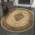 thumbnail image 1 of Sensation Traditional 5' x 7' Oval Ivory and Scarlet Polypropylene Indoor Area Rug, 1 of 6