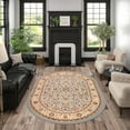 thumbnail image 1 of Sensation Traditional 6.7' x 9.6' Oval Blue and Beige Polypropylene Indoor Area Rug, 1 of 7