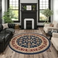 thumbnail image 1 of Sensation Transitional 5' Round Navy and Beige Polypropylene Indoor Area Rug, 1 of 7