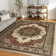 thumbnail image 1 of Sensation Transitional 5' x 7' Ivory and Scarlet Polypropylene Indoor Area Rug, 1 of 7