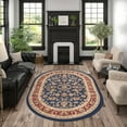 thumbnail image 1 of Sensation Transitional 5' x 7' Oval Navy and Beige Polypropylene Indoor Area Rug, 1 of 7