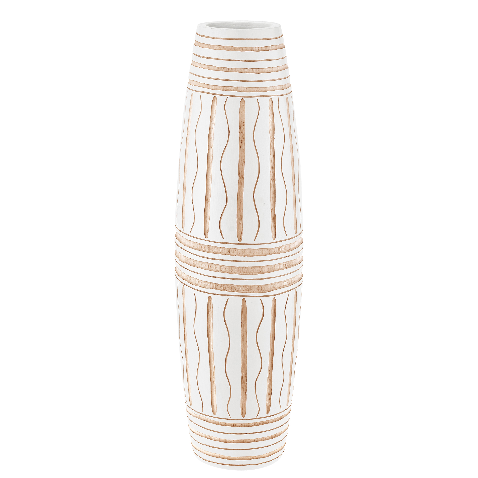 Sensational Curvy Weave White 14-inch Mango Tree Wood Flower Vase