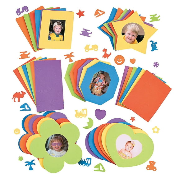 Sensational Foam Picture Frames & Shapes, Craft Kits, Frame, Stationary Craft Kits, 30 Pieces, Assorted