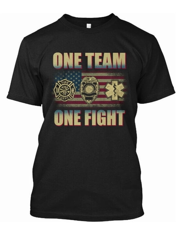 Sensational Proud Ems One Team Fight Fire Dept T-Shirt Made in USA Size S to 5XL