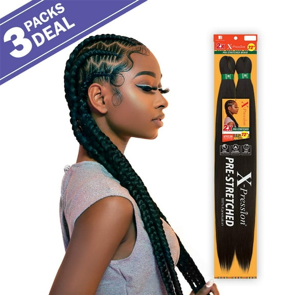 Sensationnal Braids Xpression 3X Pre-Stretched Braid 58 Inches (3-Pack, 1)