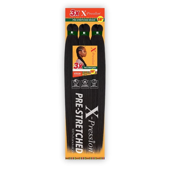 Sensationnal Sensationnel Braids XPRESSION .. 3X Pre-Stretched Braid 58inch .. (3-pack, 350)