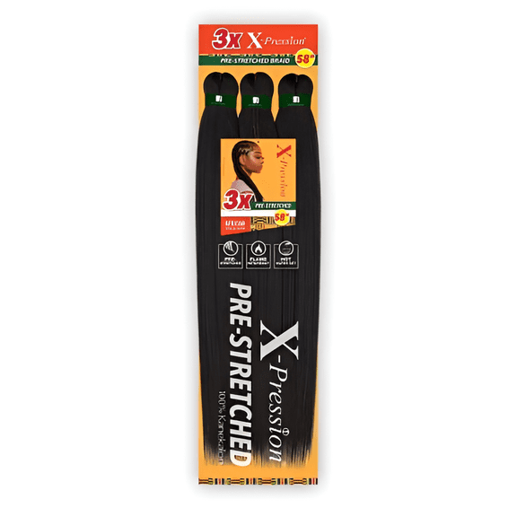 Sensationnel African Collection 3x X-Pression Pre-Stretched Braid 58" 1B