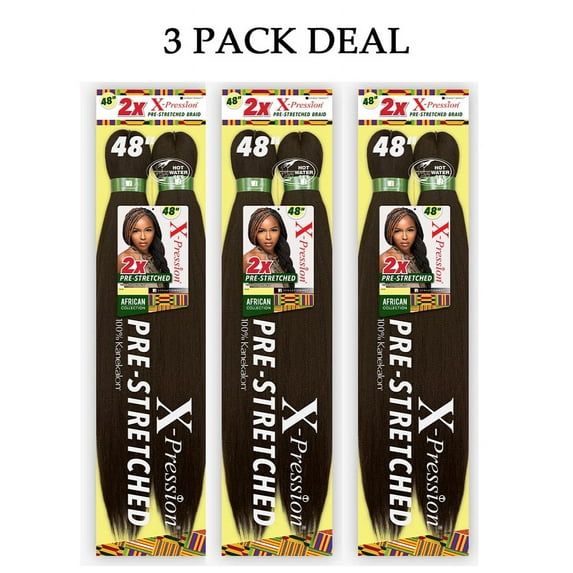 Sensationnel African Collection Jumbo Braid Pre Stretched X Pression Hair 2x 48 ( #Burg Burgundy 3 Pack )