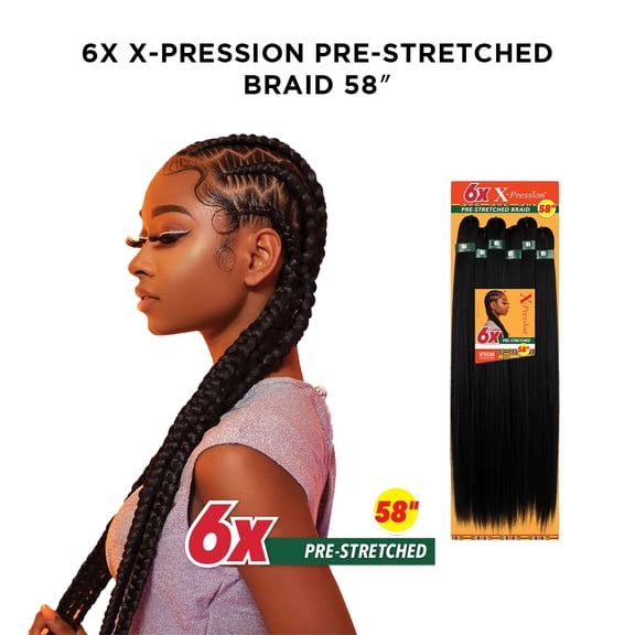 Sensationnel African Collection Jumbo Braid Pre Stretched X Pression Hair 6x 58” ( 4 Medium Brown )