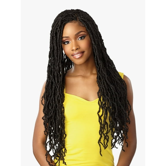 Sensationnel Cloud 9 Synthetic Hair 4x4 Lace Parting 100% Hand-Braided HD Swiss Lace Wig - DISTRESSED LOCS 28 (Color:1 Jet Black)