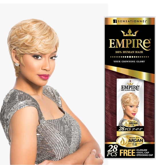 Sensationnel Empire 28 Pcs 3" , 4" , 5" 100% Human Hair Weave ( #1B Off Black )