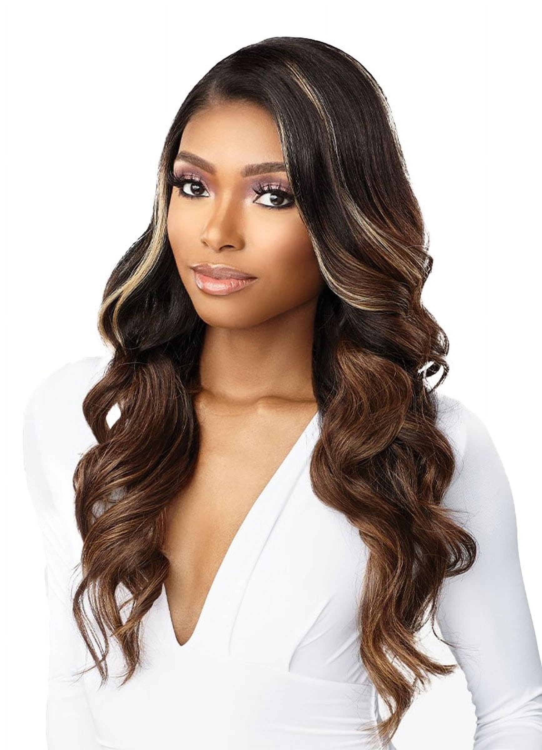 Sensationnel Human Hair Blend HD Lace Front Wig Butta Lace Glam Wave 24" (BALAYAGECARAMEL)