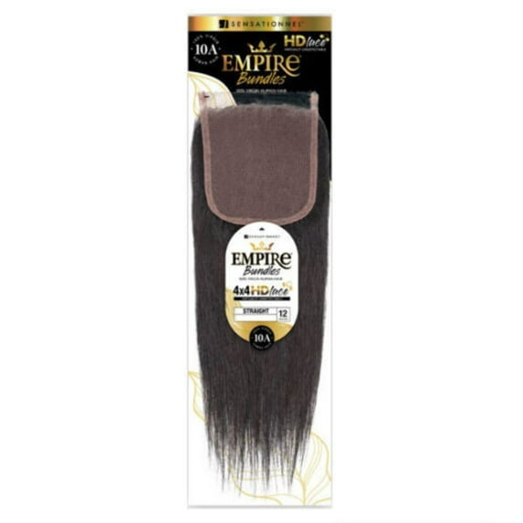 Sensationnel Human Hair Empire Bundle 4X4 HD Lace Closure - STRAIGHT 12" (Color:NATURAL)