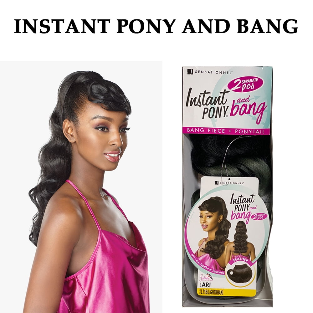 Sensationnel Instant Pony Synthetic Heat Resistant Drawstring And Bang Ari 22 ( T1B/27 Off Black/Honey )