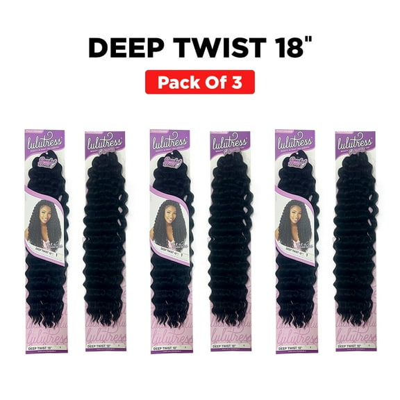 Sensationnel Lulutress Crochet Braid Deep Twist 18" ( 3 Pack ) ( 1B Off Black )