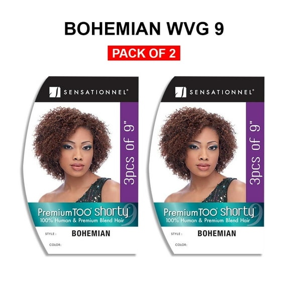 Sensationnel Premium Too Shorty Human Hair Blend Bohemian Weaving 9" 3pcs ( 2 Pack ) ( 2 Dark Brown )