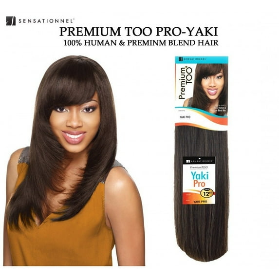Sensationnel Premium Too Yaki Pro Straight 100% Human Hair & Premium Blend Hair Weave 14” ( 4 Medium Brown )