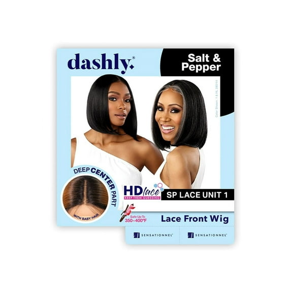 Sensationnel Salt Pepper Dashly HD Lace Front Wig SP Lace Unit 1 DLWSP001