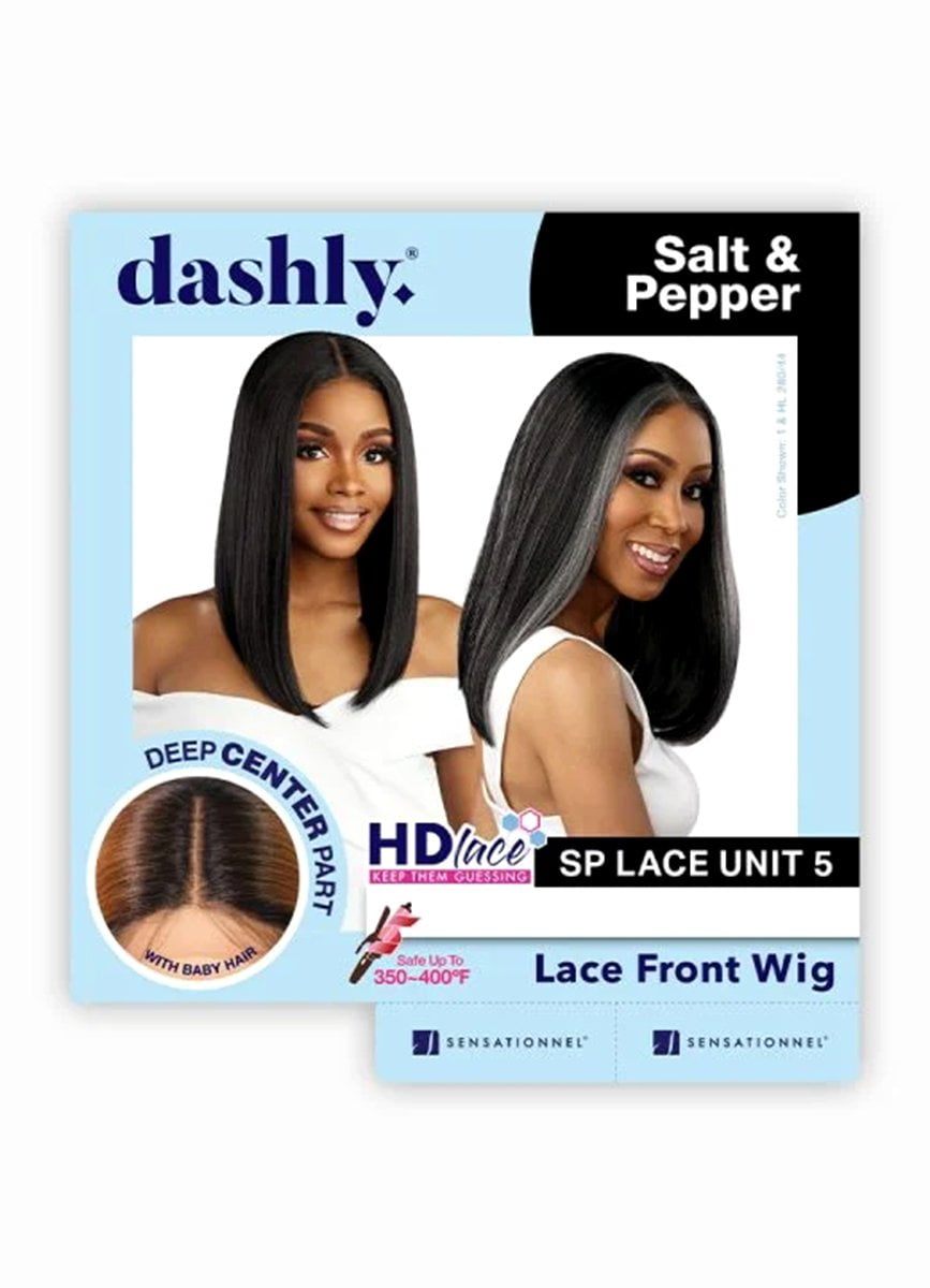 Sensationnel Salt  Pepper Dashly HD Lace Front Wig SP Lace Unit 5 DLWSP005