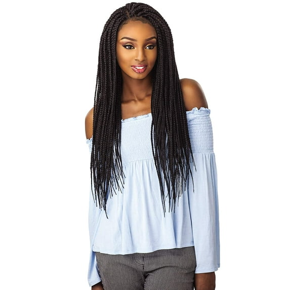 Sensationnel Synthetic Hair Lace Front Wig Cloud 9 Swiss Lace 4X4 Multi Parting Braid Lace Wig Box Braid Large (613)