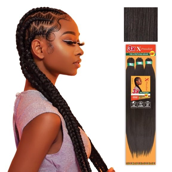 Sensationnel X-Pression Pre-Stretched Braiding Hair 3X 58" - Color 2 (4-Pack)