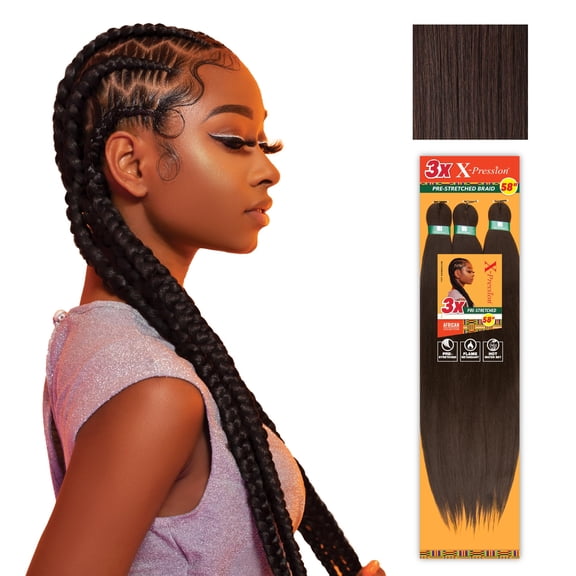 Sensationnel X-Pression Pre-Stretched Braiding Hair 3X 58" - Color 4 (3-Pack)