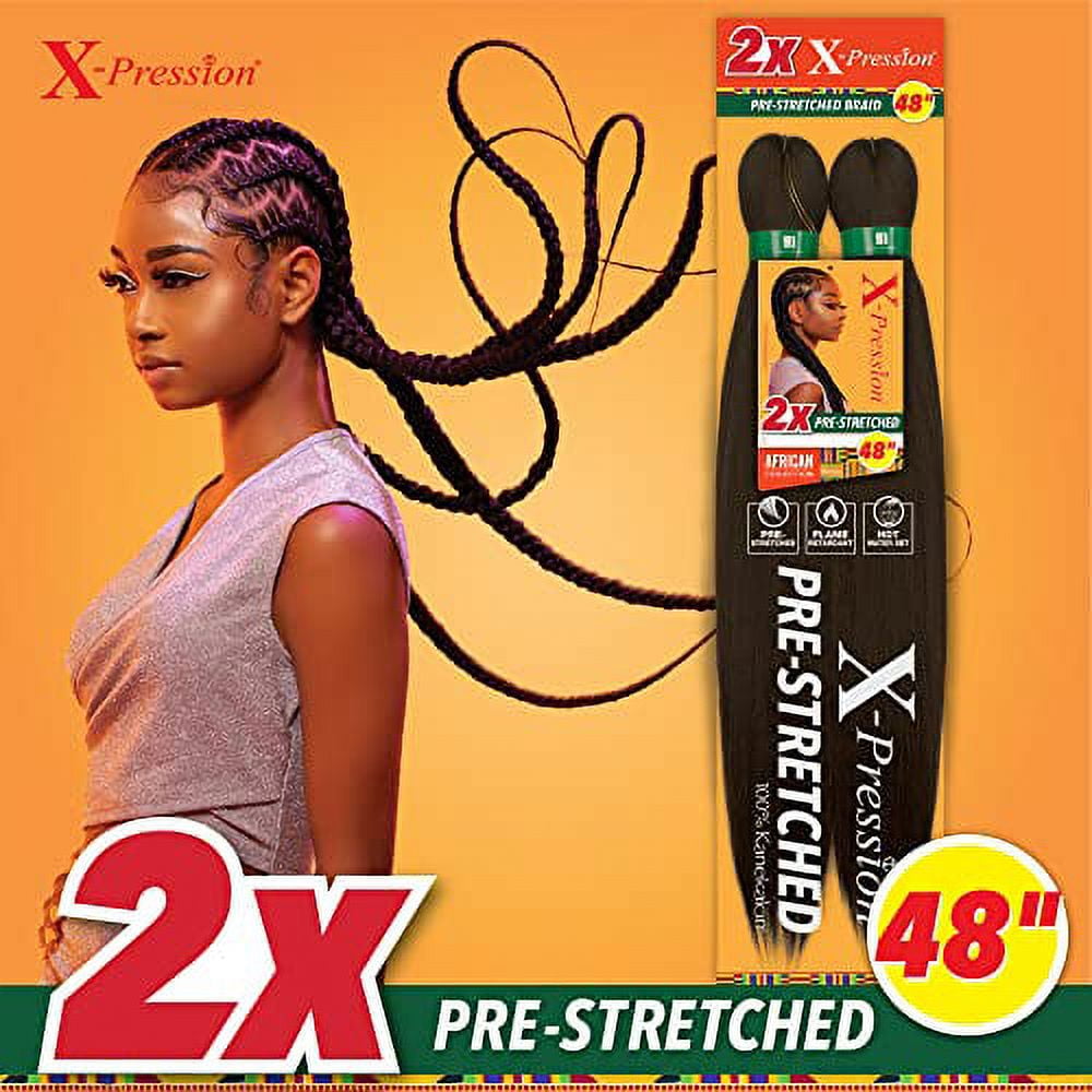 Sensationnel X-pression prestretched braiding hair - 2x xpression 48 inch all kanekalon flame retardant synthetic braid in hair extensions - 2X 48 Inch (3 pack, RED)