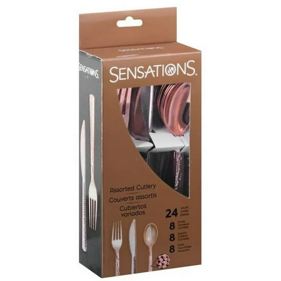 Sensations Hammered Assorted Cutlery Metallic Rosegold (Pack of 84)