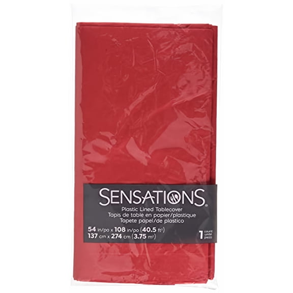 Sensations Red Rectangular Paper/Poly Tablecover (Pack of 2)
