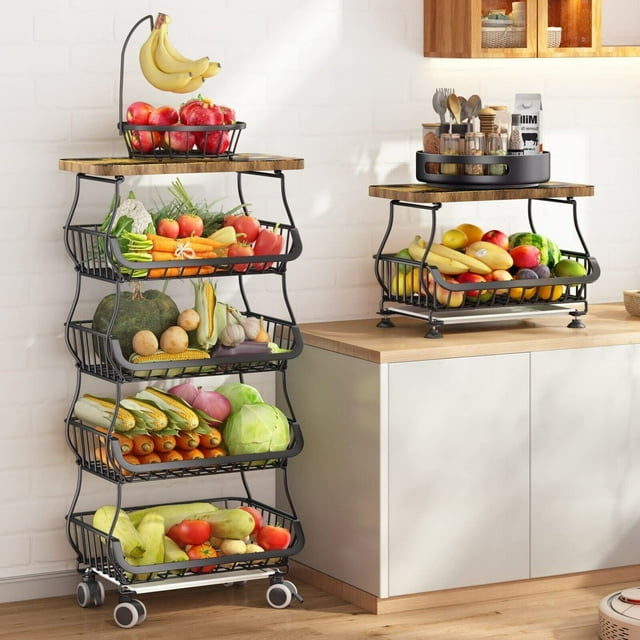 Sensch 5 Tier Kitchen Organizer with Stackable Wire Basket, Fruit & Veg