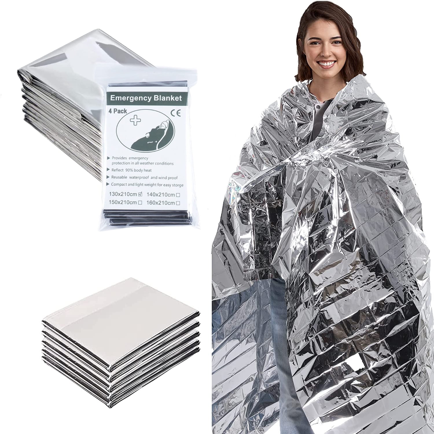 Sensch Emergency Blankets Mylar Thermal Space Blanket for Survival