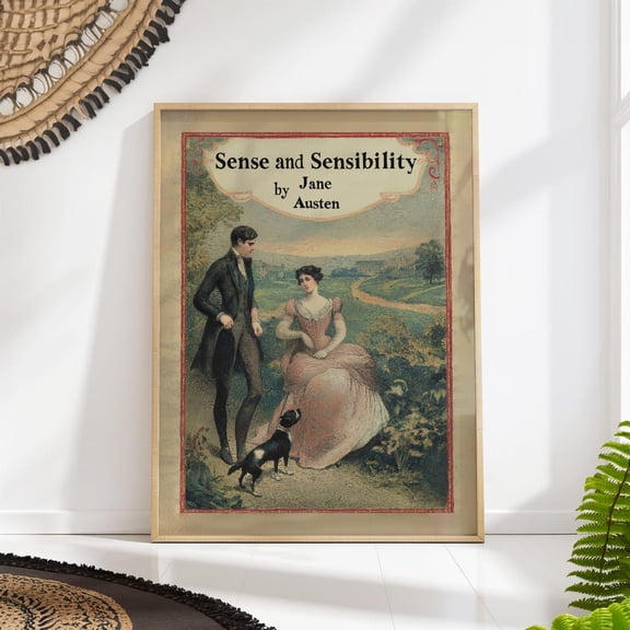 Sense And Sensibility Vintage Book Cover Art - Classic Literature Print, Jane Austen Home Decor Printed On Luxury Paper Wall Art, Modern Wall Decor, 8x12 UNFRAMED