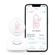 Sense-U Smart Baby Abdominal Movement Monitor - Tracks Babys Abdominal Movement، Temperature، Rollover، Sleeping Position and Humidity on Smartphone and Base Station - Anytime، Anywhere، Pink
