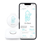 Sense-U Smart Baby Abdominal Movement Monitor - Tracks Babys Abdominal Movement, Temperature, Rollover, Sleeping Position and Humidity on Smartphone and Base Station - Anytime, Anywhere, Green