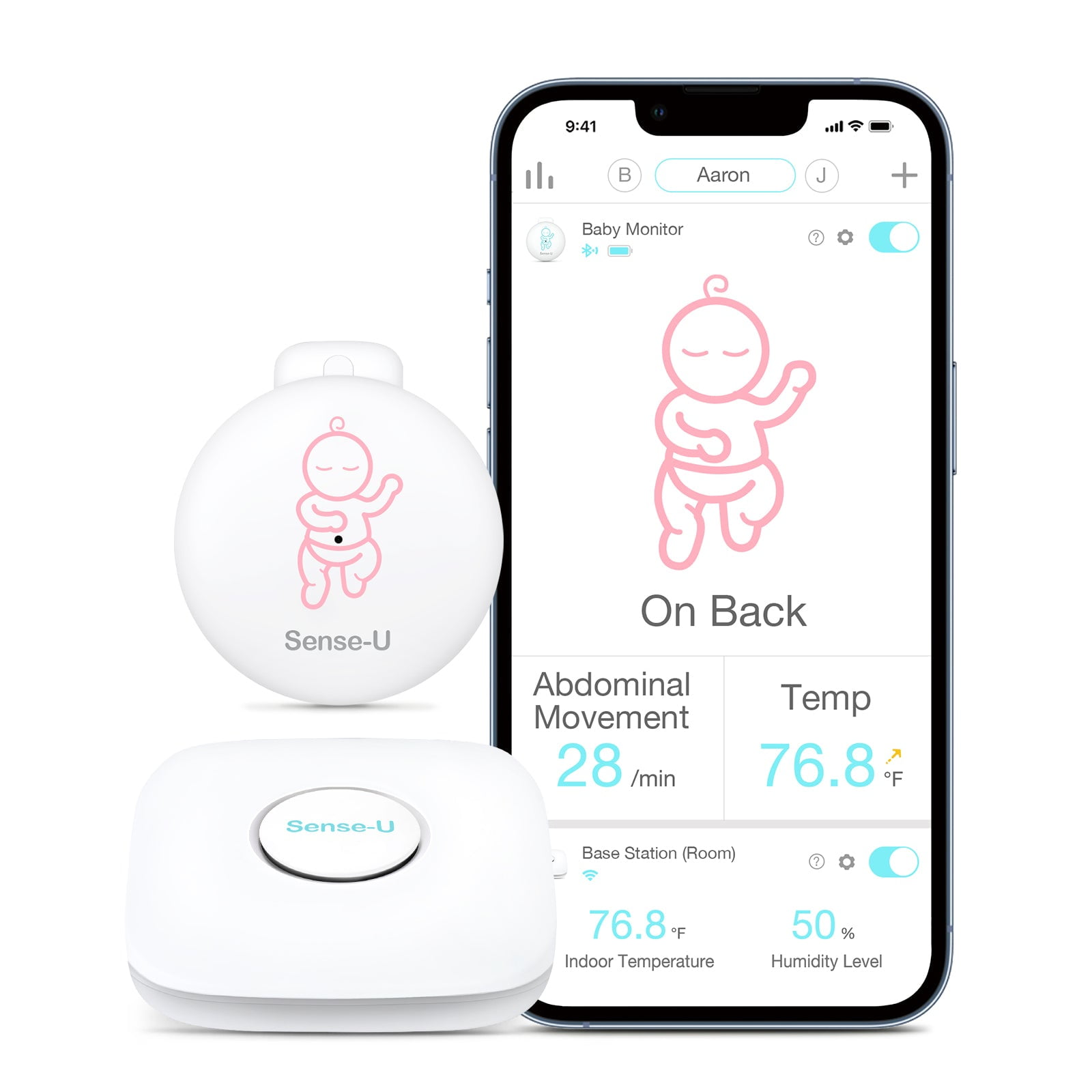 Sense-U Smart Baby Monitor - Tracks Breathing, Abdominal Movement 