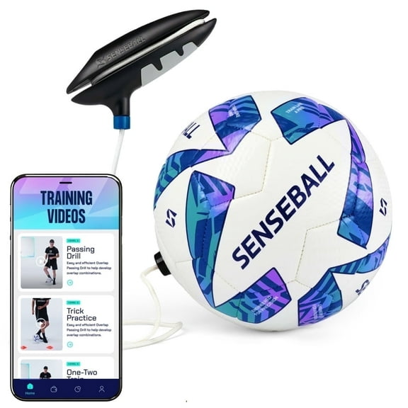 SenseBall Soccer Ball & Soccer Training App - Blue Size 3 (All) - Kickback Trainer
