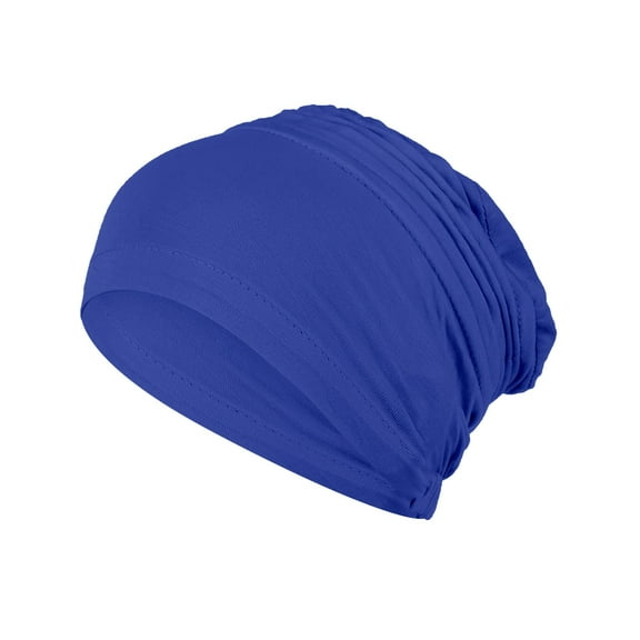 SenseStyle Chemo Headwear for Women Bundle Deal Women's Solid Color Pleated Bottom Small Hat Silk Cotton Headscarf Hat Muslim Headscarf Hair Turbans for Women Fashion Blue