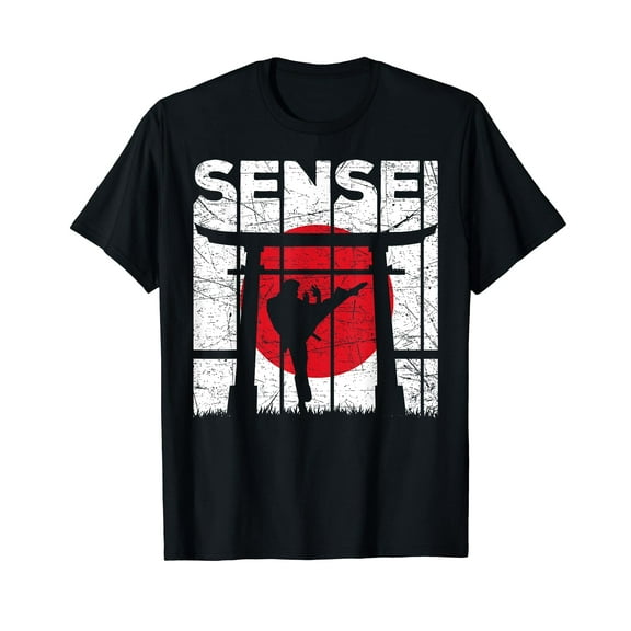 Sensei Japanese Flag Martial Arts Torii Gate Vintage Graphic T-Shirt