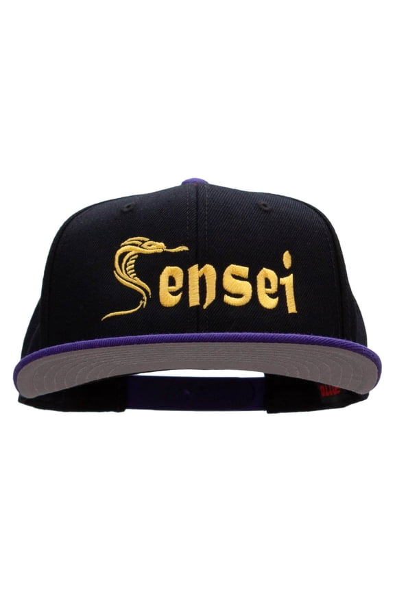 Sensei Snake Embroidered Wool Blend Pro Style Snapback - Purple Black OSFM