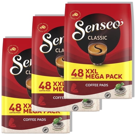 Senseo Classic Medium Roast Arabica Coffee Pads, Instant Flavored Compostable Pods, 144 Count