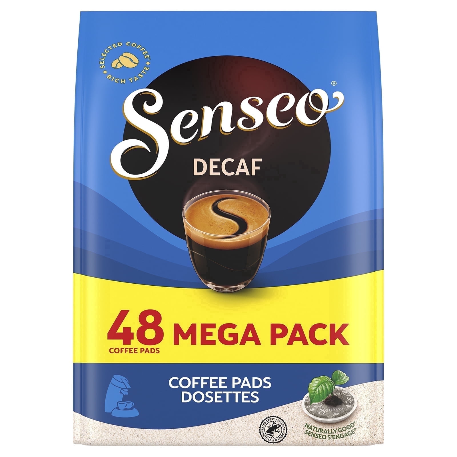 Senseo Medium Roast Decaf Coffee Pods, Smooth Flavor Single Serve Coffee Pads, 48 Count