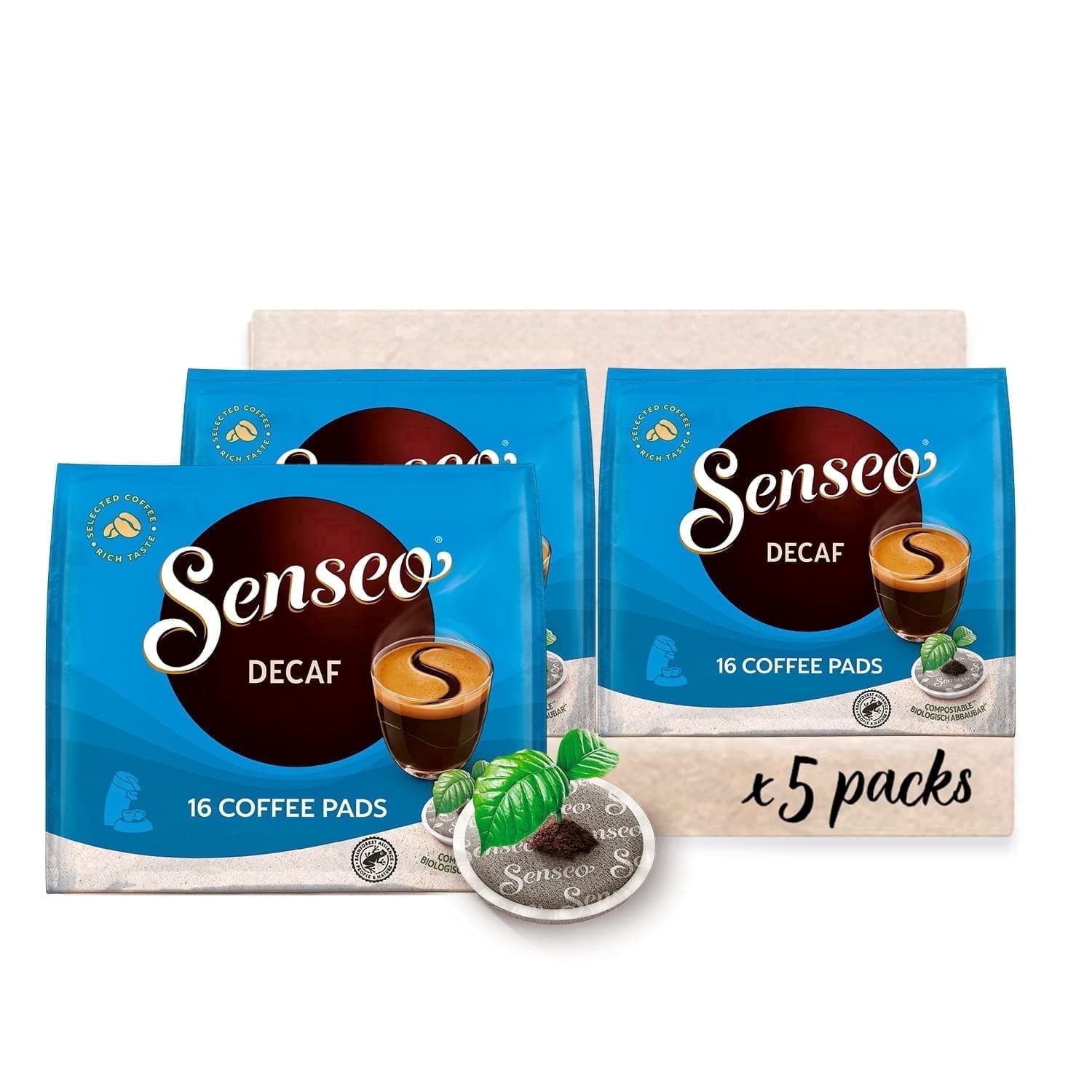 Senseo Medium Roast Decaf Coffee Pods, Smooth Flavor Single Serve Coffee Pads,decaffeinated Coffee 80 Count