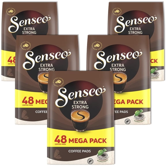 Senseo Extra Strong Coffee Pods 240 Count (5 Packs) Dark Roast with Intense & Bold Flavor and Rich Crema Single-Serve Coffee Pads Compatible with Senseo & PeleCom Machines
