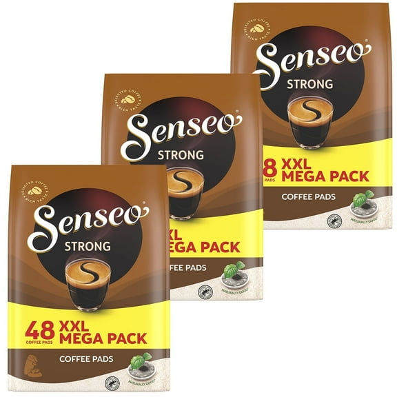 Senseo Strong Coffee Pods, Dark Roast Espresso Blend, Full-Bodied Taste, 48 Pads, Triple Pack