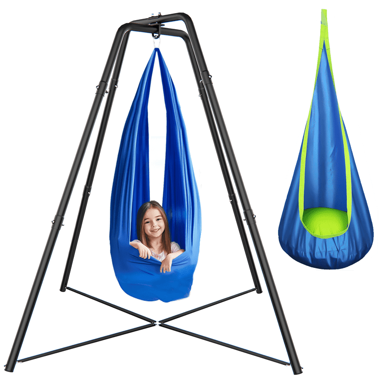 Sensory Swing with X-Shaped Stand, Hammock Stand with Kids Pod