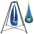 thumbnail image 1 of Sensory Swing with X-Shaped Stand, Hammock Stand with Kids Pod Swing Seat, Hanging Chair with Inflatable Cushion, Helps with ADHD/Autism, Blue, 1 of 8
