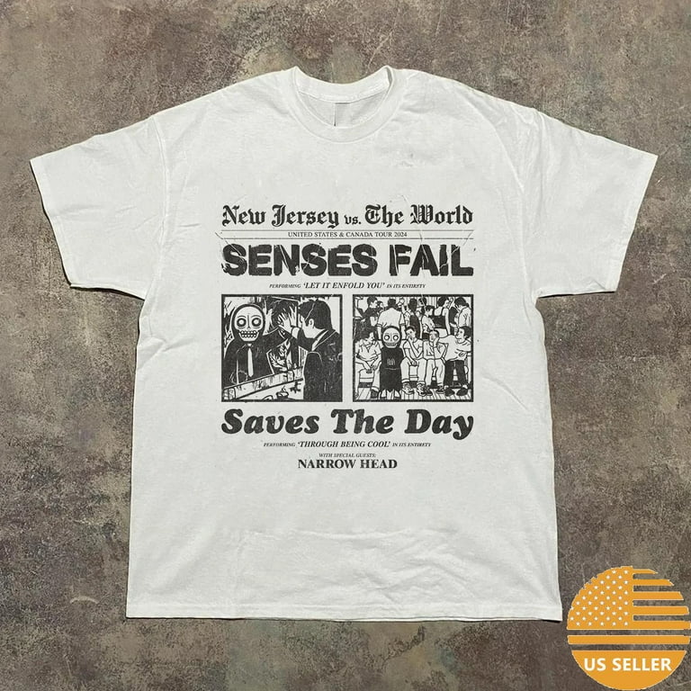 Senses Fail and Saves The Day Band Tour 2024 T Shirt Full Size S
