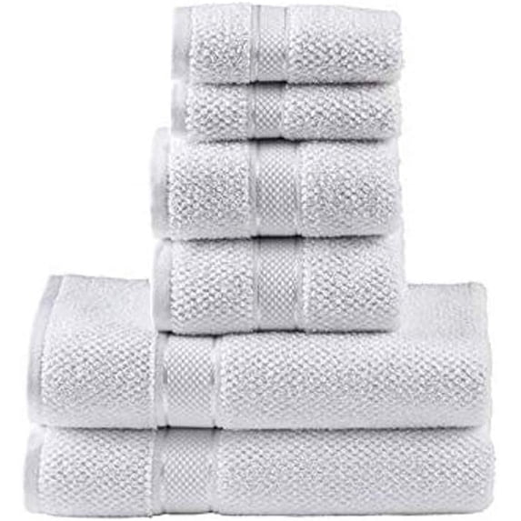 Senses Textured Rice Weave 6 Piece Bathroom Towel Set (White)